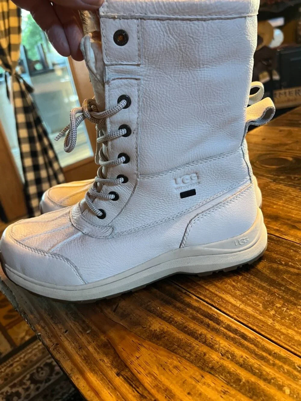UGG Women’s Adirondack III Tipped Waterproof White Leather Boots